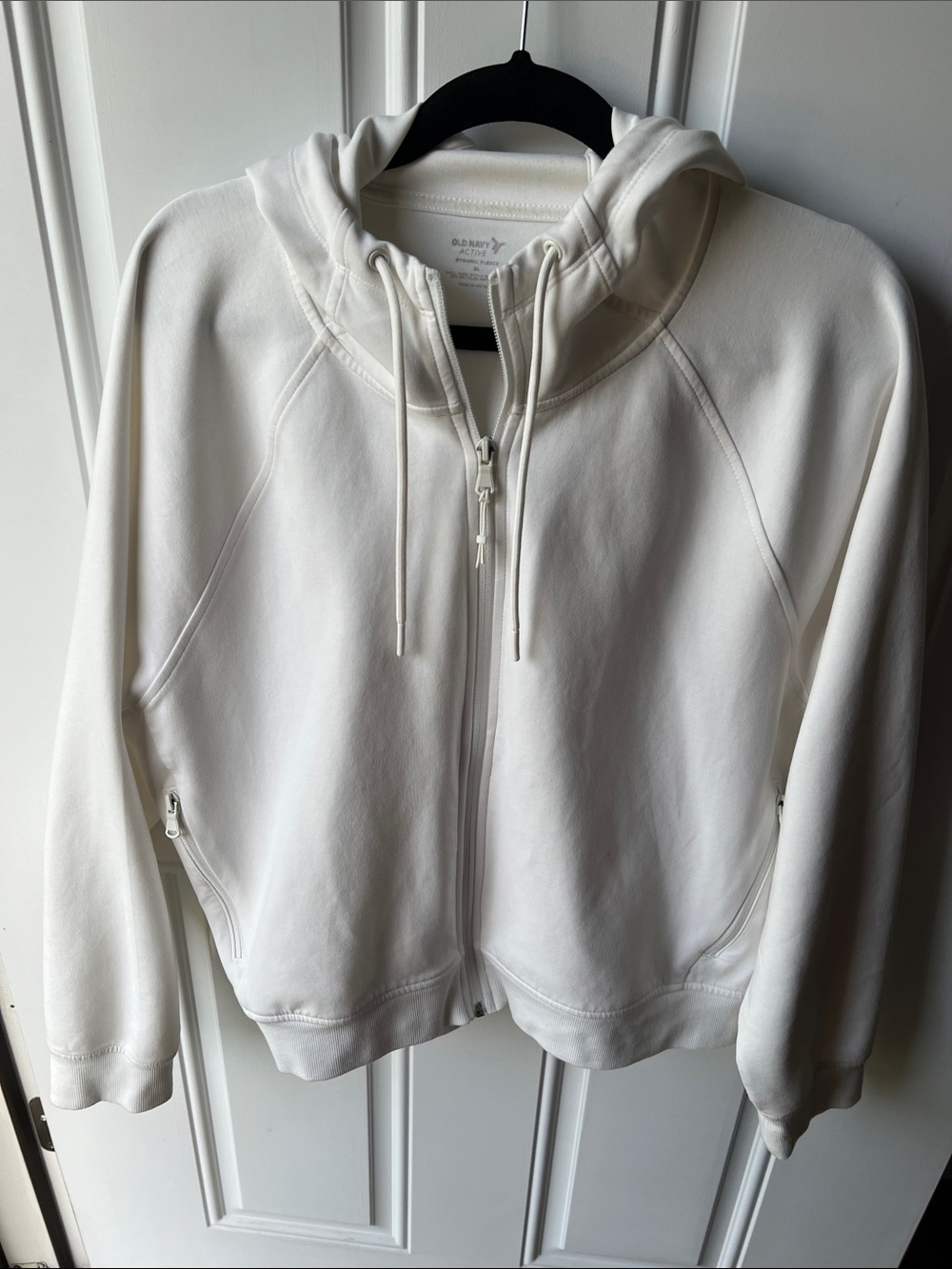 Old Navy Active Dynamic Fleece White Full-Zip Hoodie